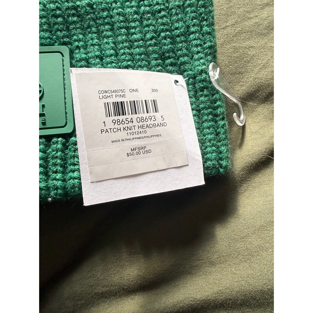 COACH NY WOOL BLEND HEADBAND LEATHER PATCH IN LIGHT PINE OS - Picture 3 of 4